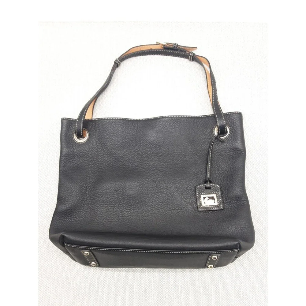 Dooney & Bourke Tote Shoulder Bag Grommet Black Pebbled Leather J2948561